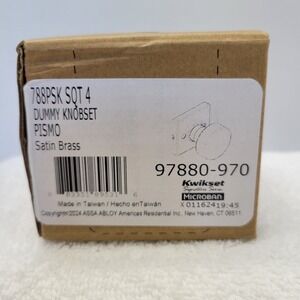 Kwikset Dummy Knobset Pismo 97880-970 Satin Brass Made In Taiwan